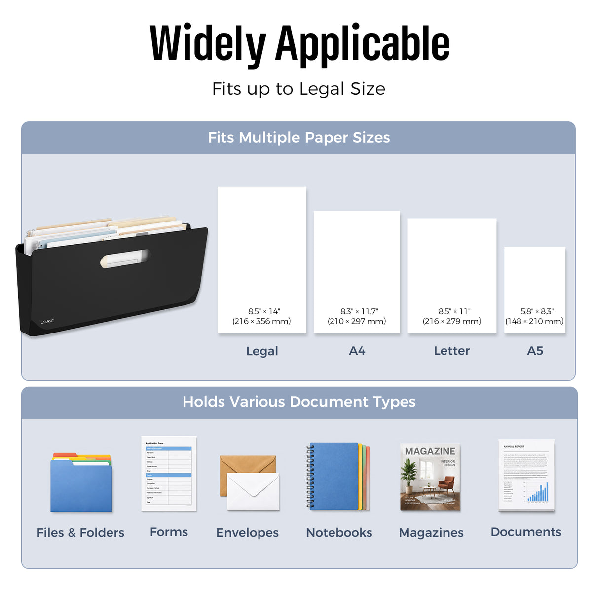 Large Vertical Magnetic Storage Pocket (for Files)