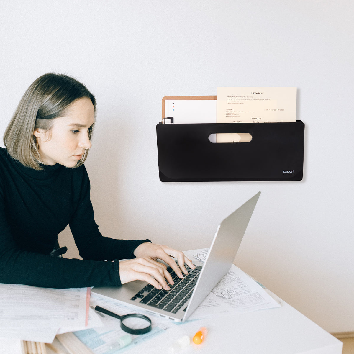 Large Vertical Magnetic Storage Pocket (for Files)