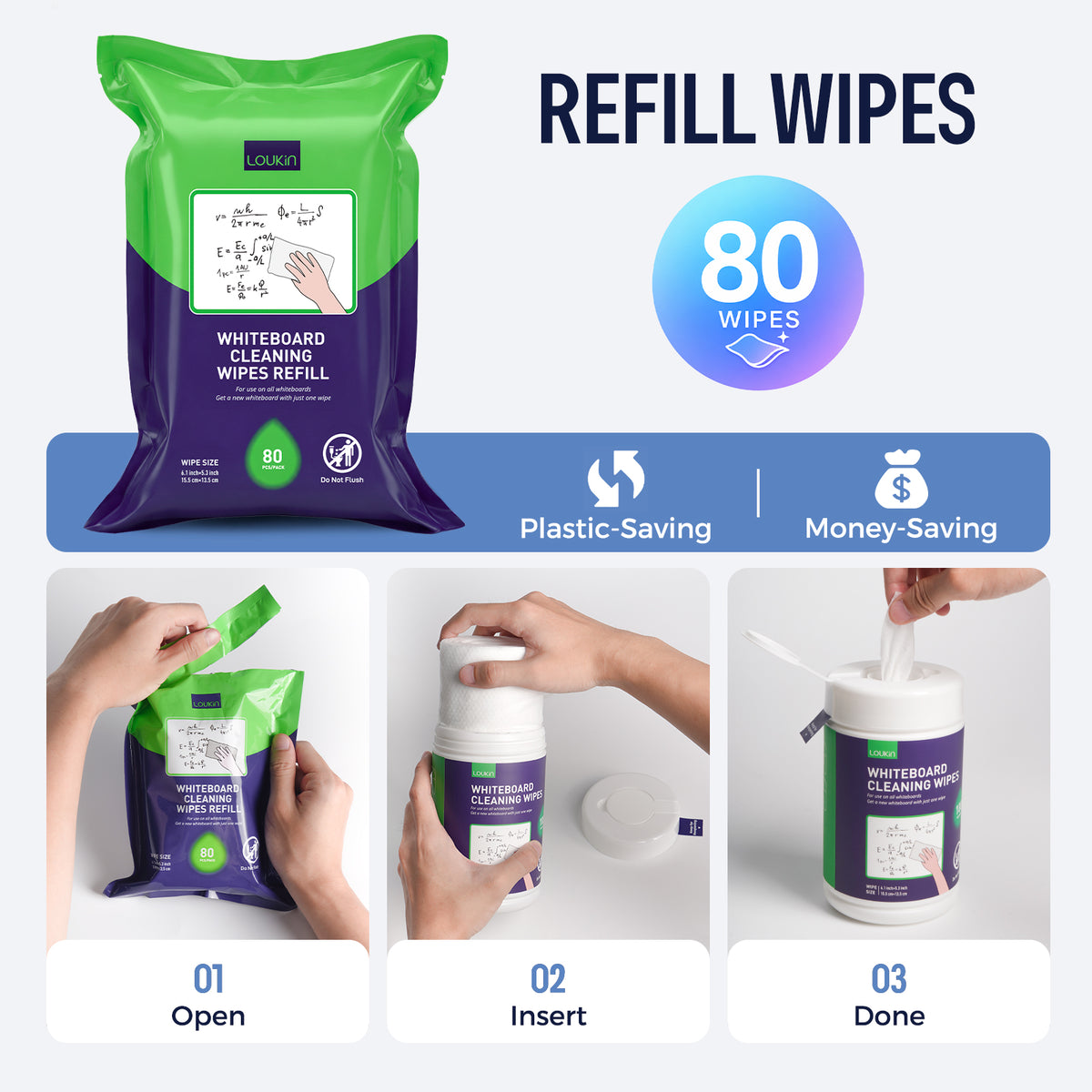 Whiteboard Cleaning Wipes Set (180 Count)