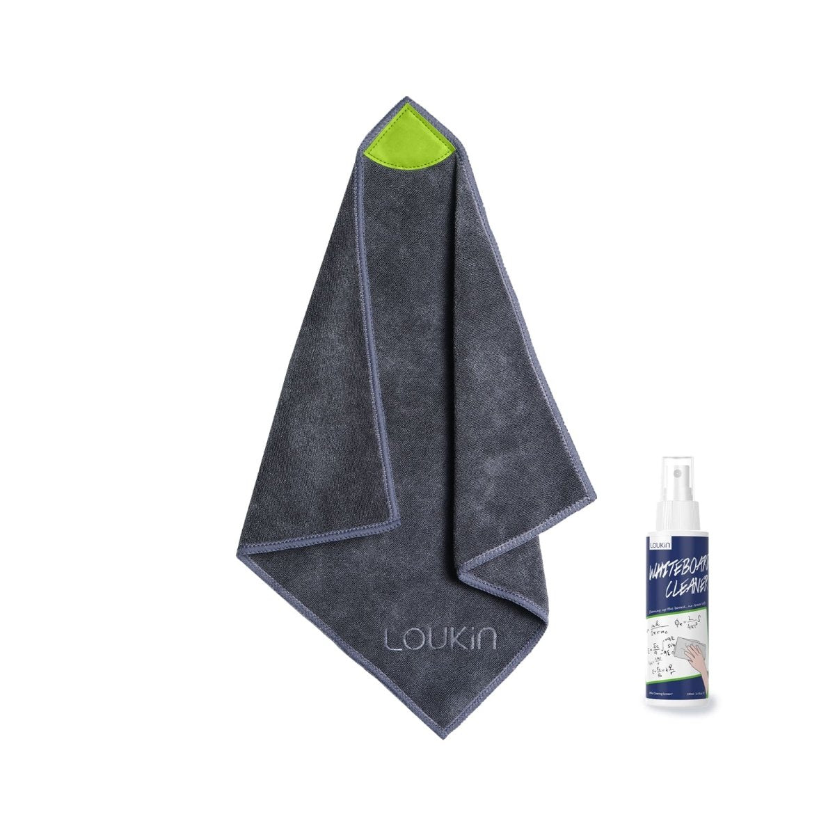 Main product image for the Loukin Magnetic Cleaning Cloth (W3306K), showing a 3-pack of gray, rectangular, textured microfiber cleaning cloths/pads. The simple design highlights the product's function as a reusable and essential accessory for cleaning whiteboards.