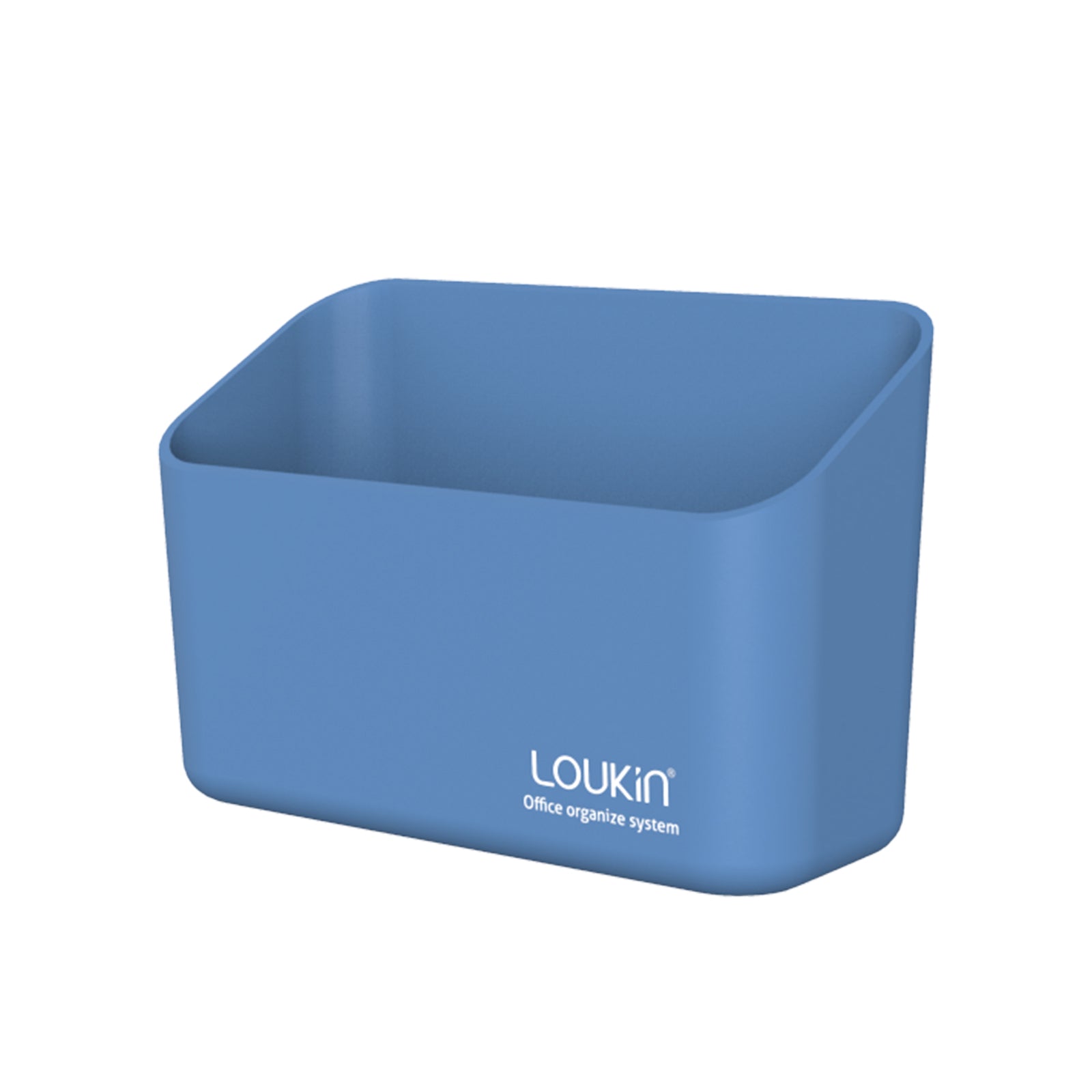 loukin W4102 MarkerHolderSmall main product shot in blue. The image displays a large, plain blue, rectangular office organizer bin with gently rounded corners, featuring the "loukin Office organize system" logo on the front, showcased against a white background.
