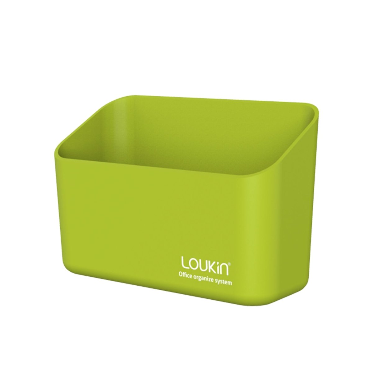 loukin W4102 MarkerHolderSmall main product shot in lime green. The image displays a large, plain green, rectangular office organizer bin with gently rounded corners, featuring the "loukin Office organize system" logo on the front, showcased against a white background.