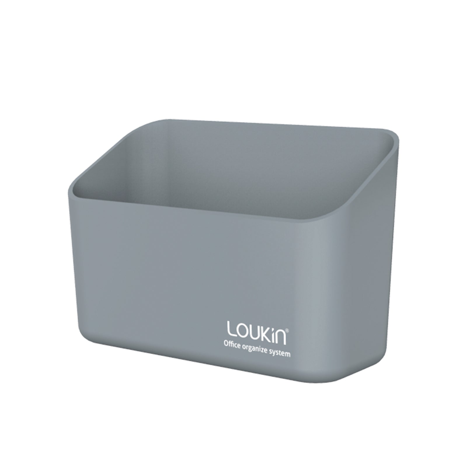 loukin W4102 MarkerHolderSmall main product shot in grey. The image displays a large, plain grey, rectangular office organizer bin with gently rounded corners, featuring the "loukin Office organize system" logo on the front, showcased against a white background.