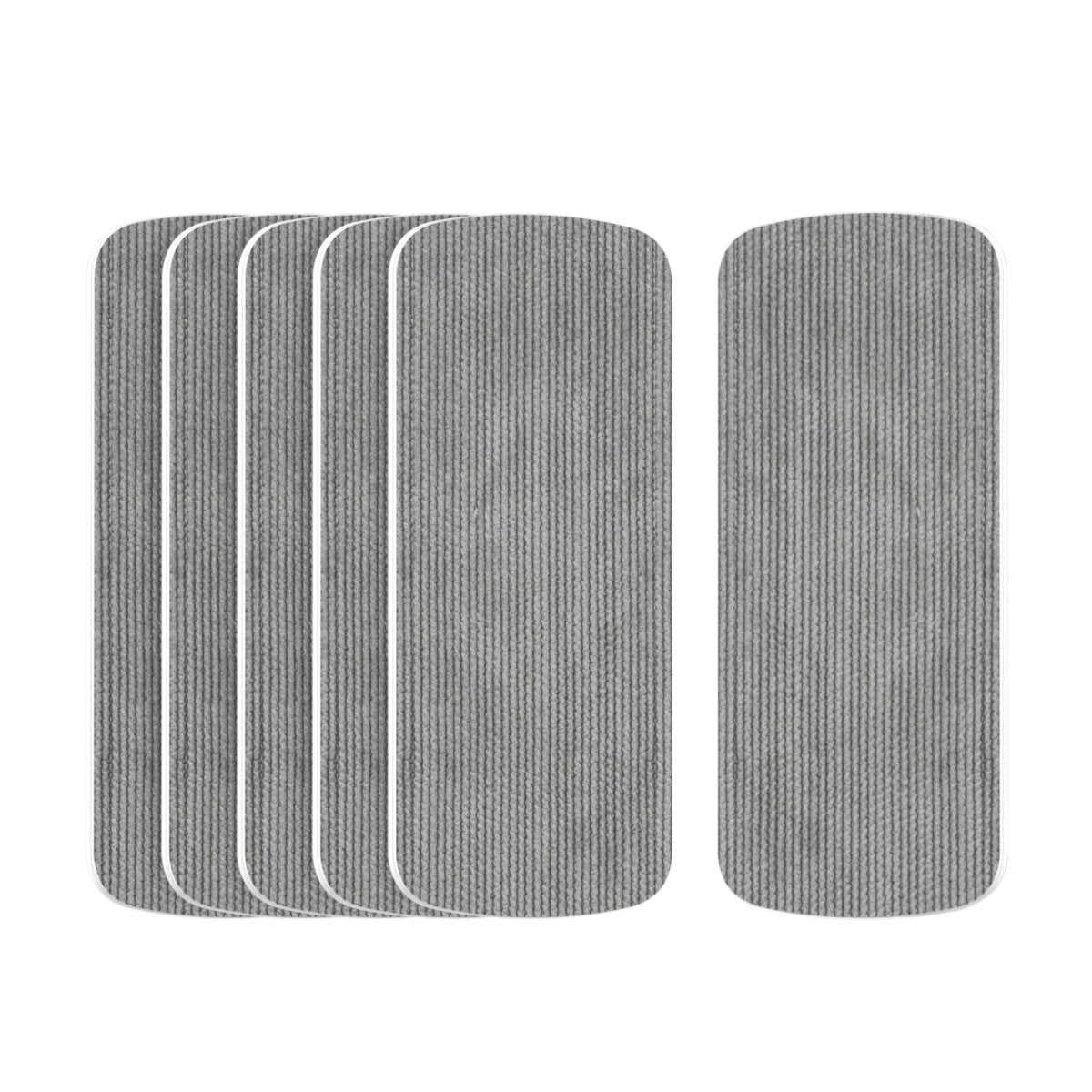 A product image showing five gray replacement fine flannel cleaning pads for the LOUKIN Replacable Dry Erase Eraser, model W3517K, emphasizing the availability of refill pads.