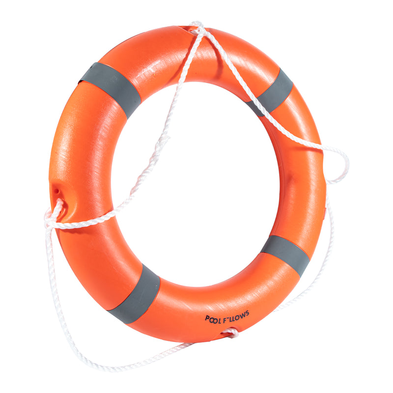Life Buoy for Swimming Pools, Boats, Orange Life Ring for Adults with Rope