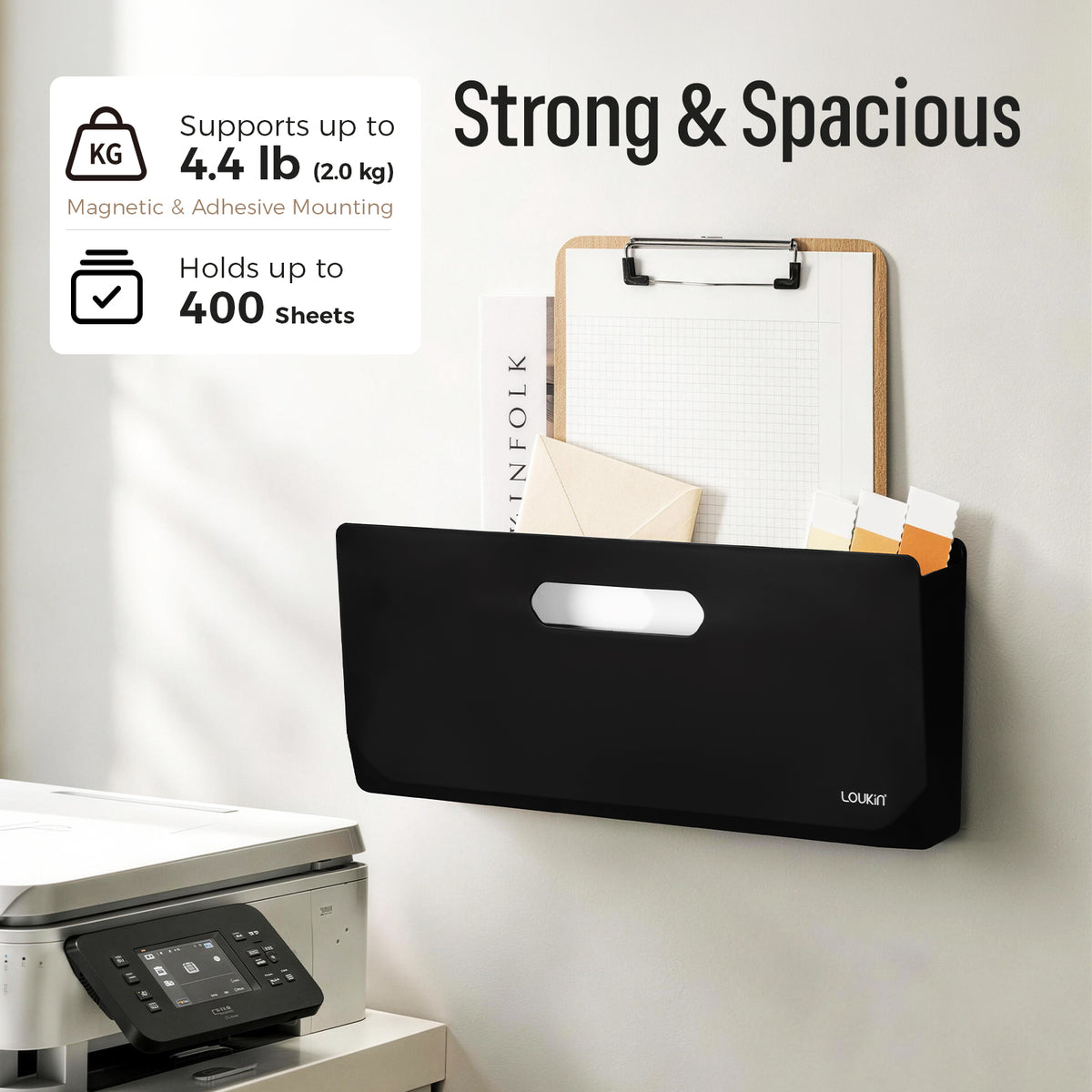 Large Vertical Magnetic Storage Pocket (for Files)