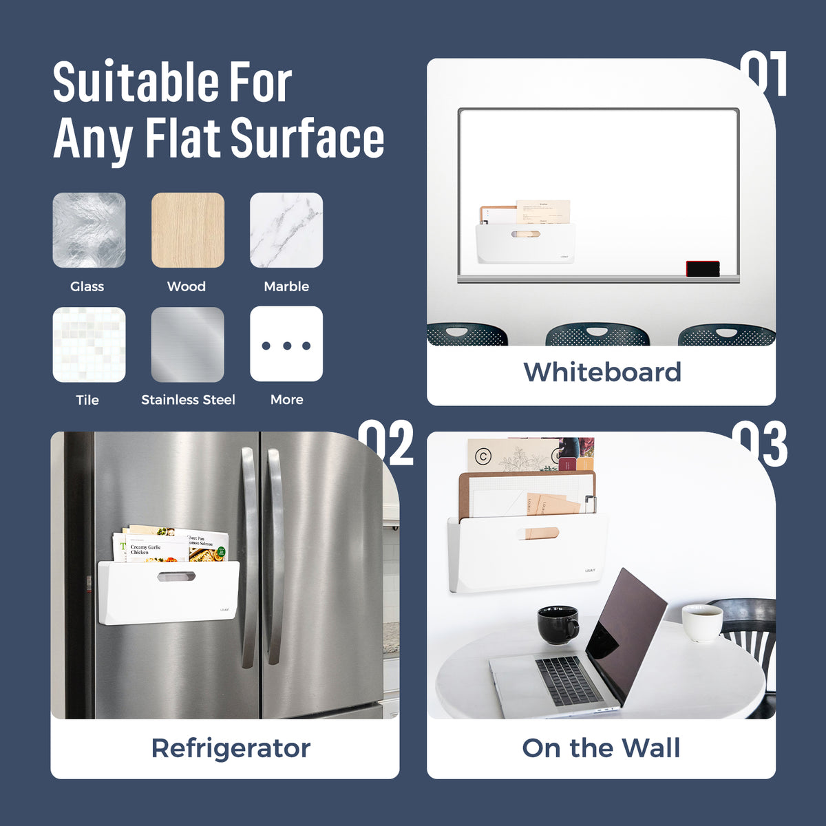 Large Vertical Magnetic Storage Pocket (for Files)