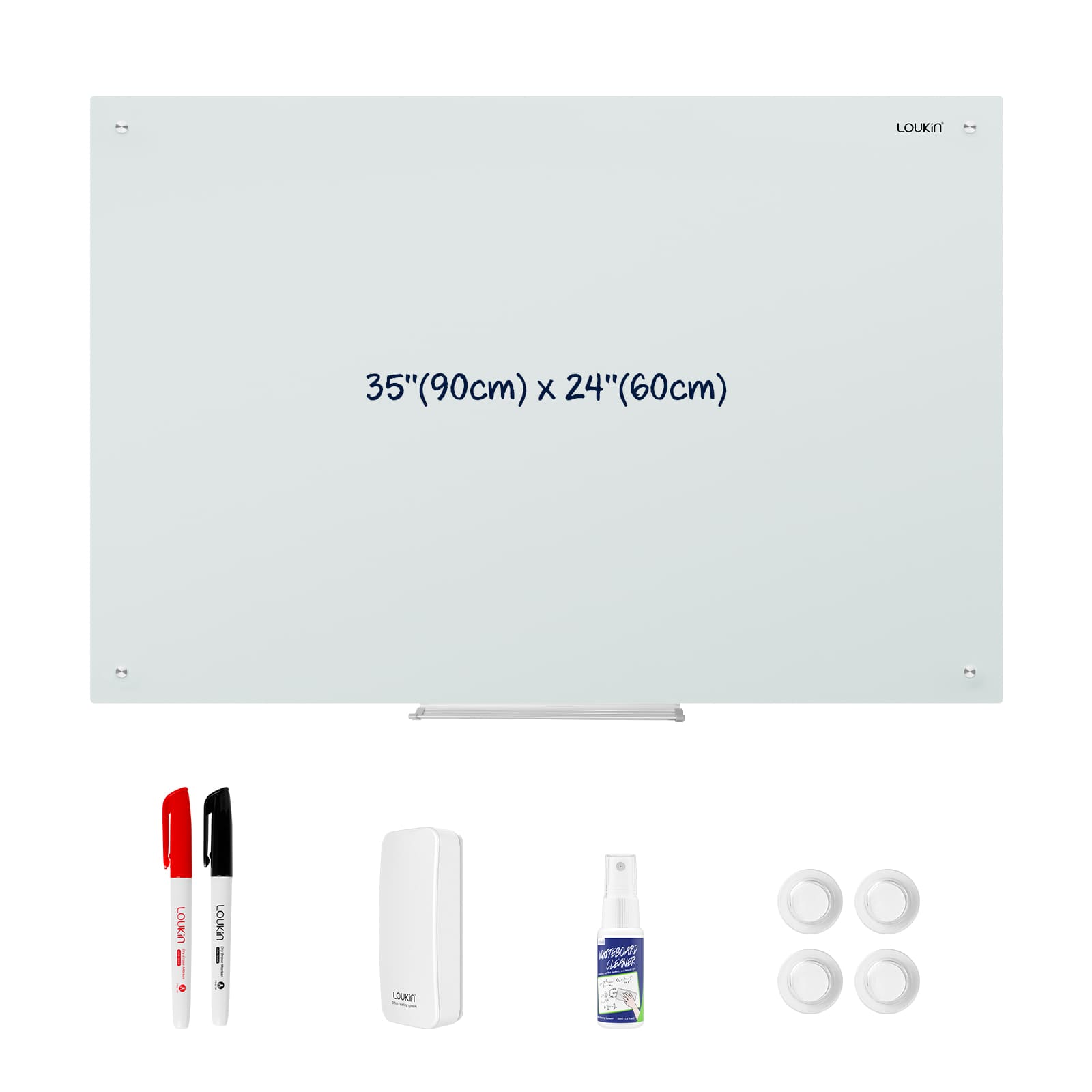 Magnetic Glass Dry Erase White Board 35''x24'' / 90x60 cm