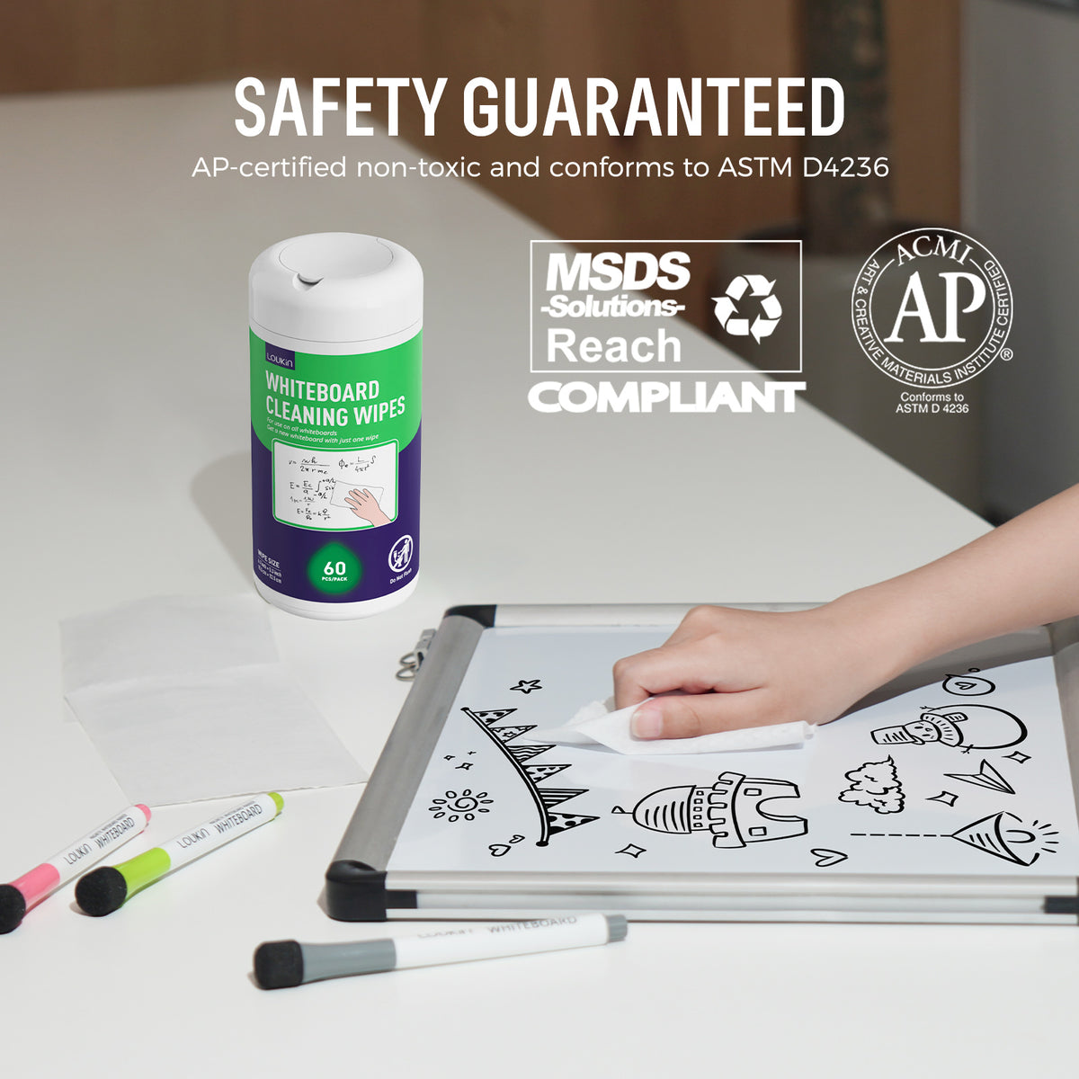 Whiteboard Cleaning Wipes (60 Count)