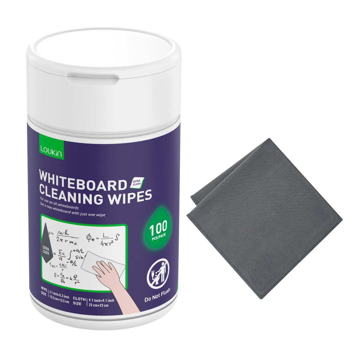 Whiteboard Cleaning Wipes with Microfiber Cloth (100 Count)