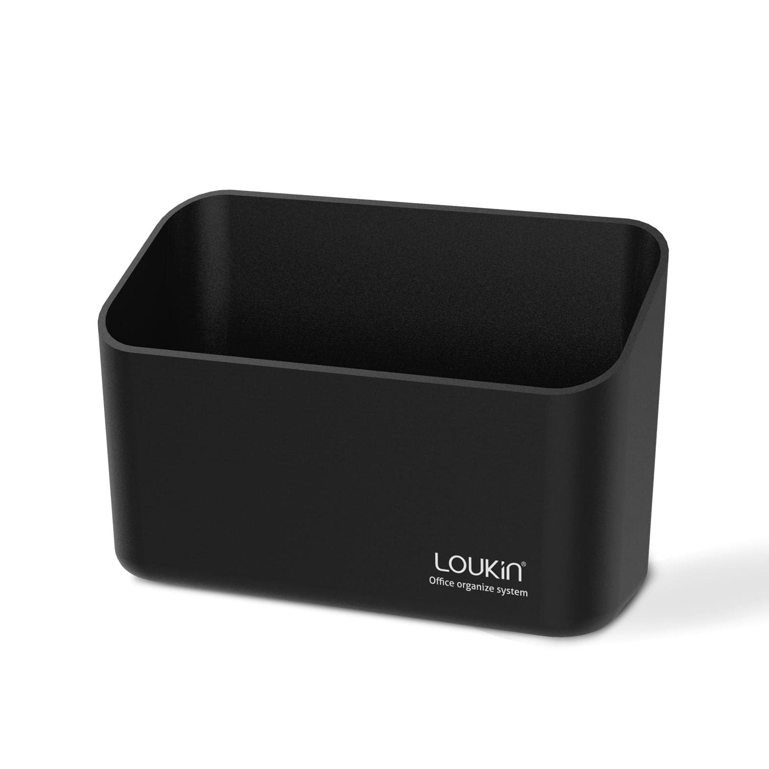 Main product image of the Loukin Small Magnetic Marker Holder (W4101) in black. The single-compartment rectangular container is displayed on a white background, featuring the "LOUKIN Office organize system" branding.