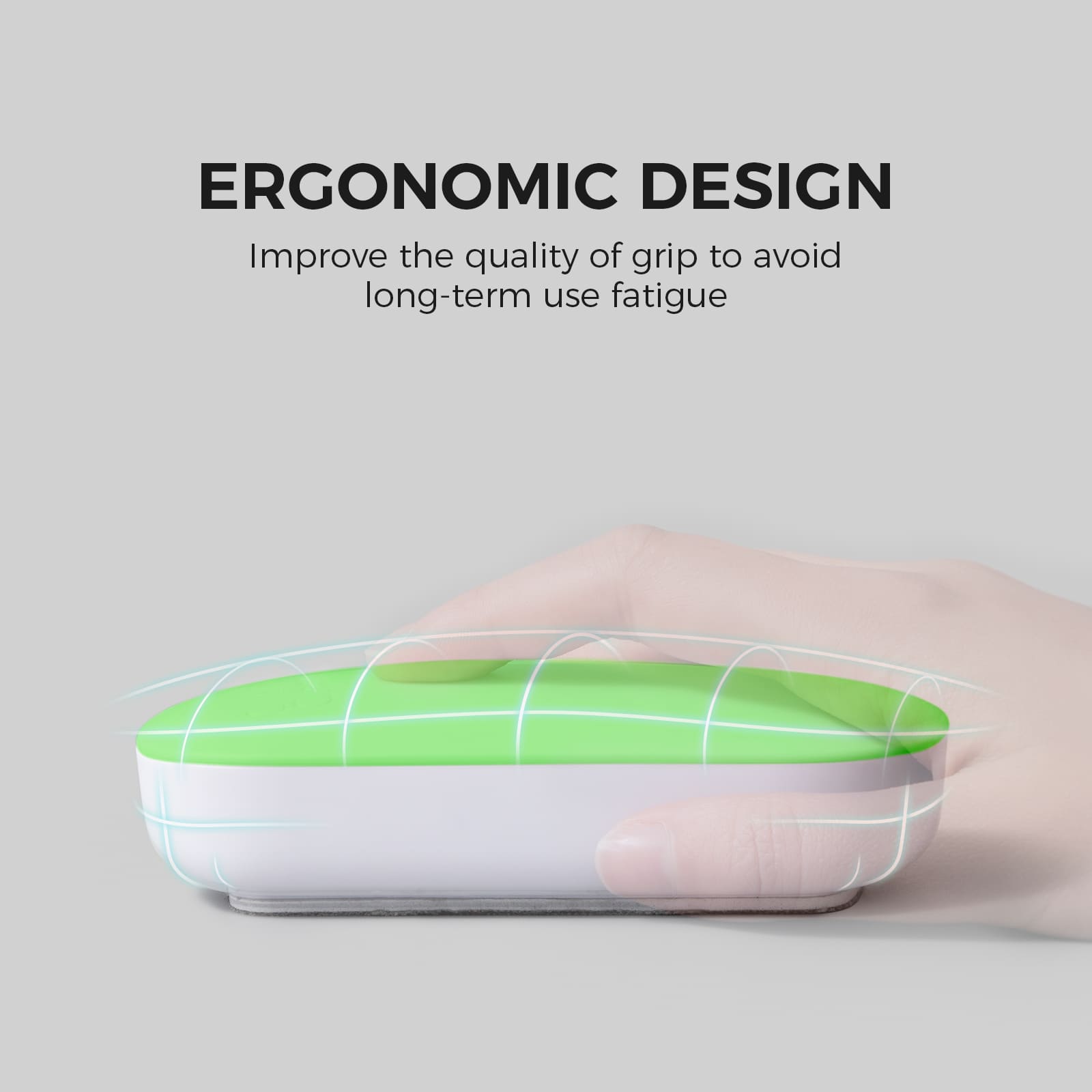 A product image of the LOUKIN Replacable Dry Erase Eraser, model W3517K, highlighting its "ERGONOMIC DESIGN" to improve the quality of grip and prevent fatigue from long-term use.