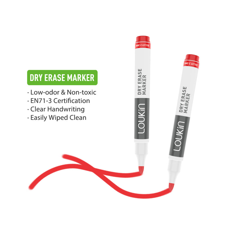 Dengmore Low Odor Water based Whiteboard Pen Erasable Black Red